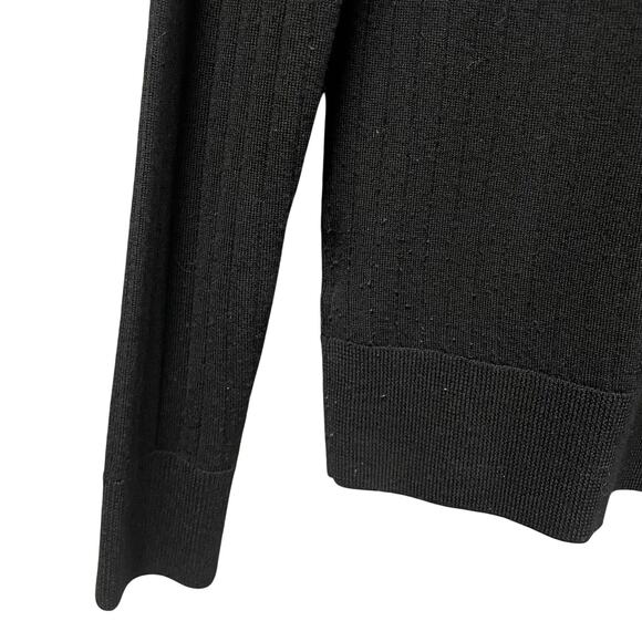 Tory Burch Merino Wool Black Knit Tweed Collar Polo Top Womens Large AS IS - Picture 2 of 10